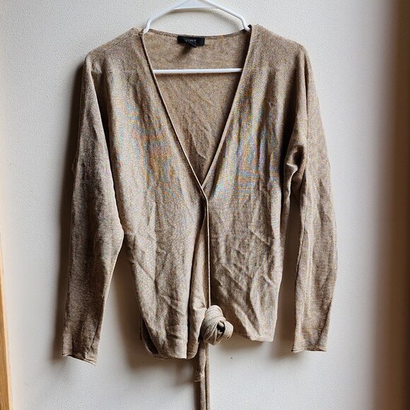 J. Crew Tan Linen Blend Wrap-Around V-Neck Sweater Size XS - Picture 1 of 14